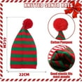 thumbnail image 2 of Christmas Knitted Elf Hats Adults Kids Knit Striped Santa Skull Cap Pom Pom Holiday Party Xams Festival Gift, 2 of 5