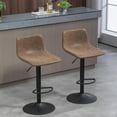 thumbnail image 2 of Juego de 2 taburetes de bar, sillas giratorias de altura ajustable con reposapiés y parte trasera en forma de L, taburetes de mostrador de piel clásico para isla de cocina, bar del hogar, 2 of 4
