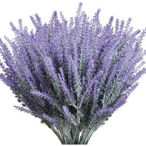 Morttic 4 Bundles Lavender Artificial Flowers Fake Plastic Plant Faux Silk Flocked Greenery Stems Bridal Bouquet for Wedding Centerpieces Home Office Kitchen Garden Decor (Purple)