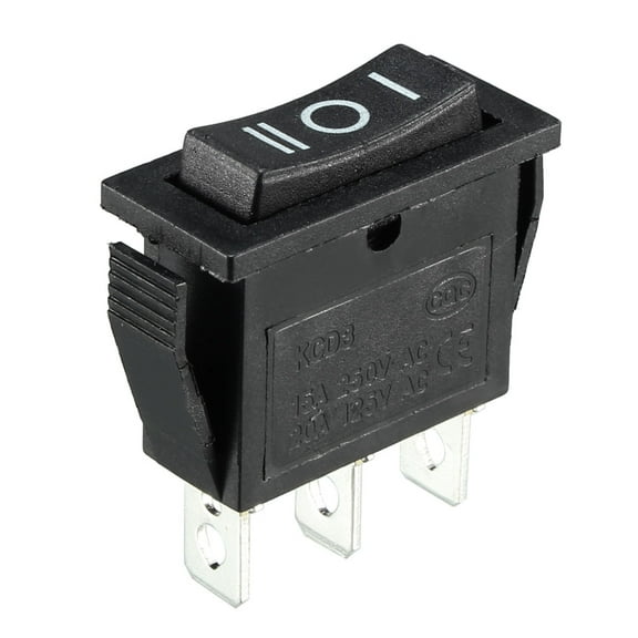 250V/15A 125V/20A 3P ON/OFF/ON 3 Position Snap-in Boat Rocker Switch Black