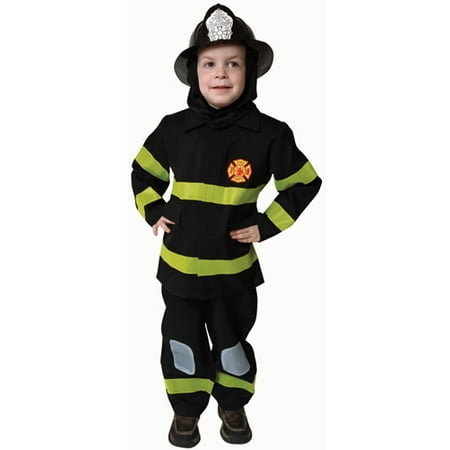 Boys Deluxe Black Fire Fighter Halloween Costume