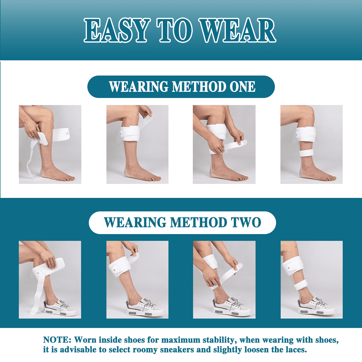 Komzer Ankle Foot Orthosis, Drop Foot Brace for Men and Women with Stroke, MS, Hemiplegia (White, XL/R)