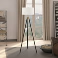 thumbnail image 5 of Evelyn&Zoe Kahn Two-Tone Floor Lamp with Fabric Shade, Blackened Bronze/Antique Brass/White, 5 of 10