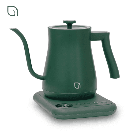 Willow Kitchen 1L Gooseneck Electric Kettle for Pour Over Coffee & Tea, Temperature Control & Automatic Shutoff, Rapid Boil Hot Water Kettle Pot, Green