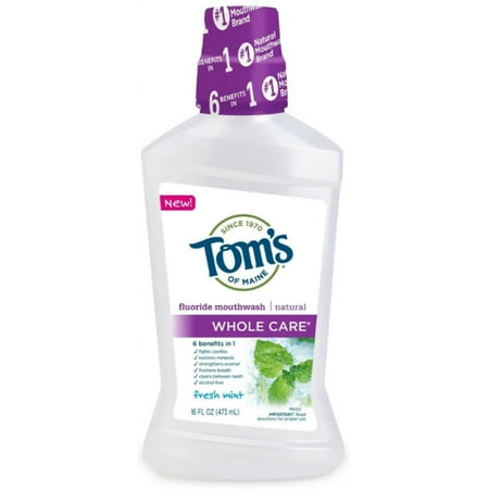 Tom's of Maine Whole Care Mouthwash, Fresh Mint, 16 oz
