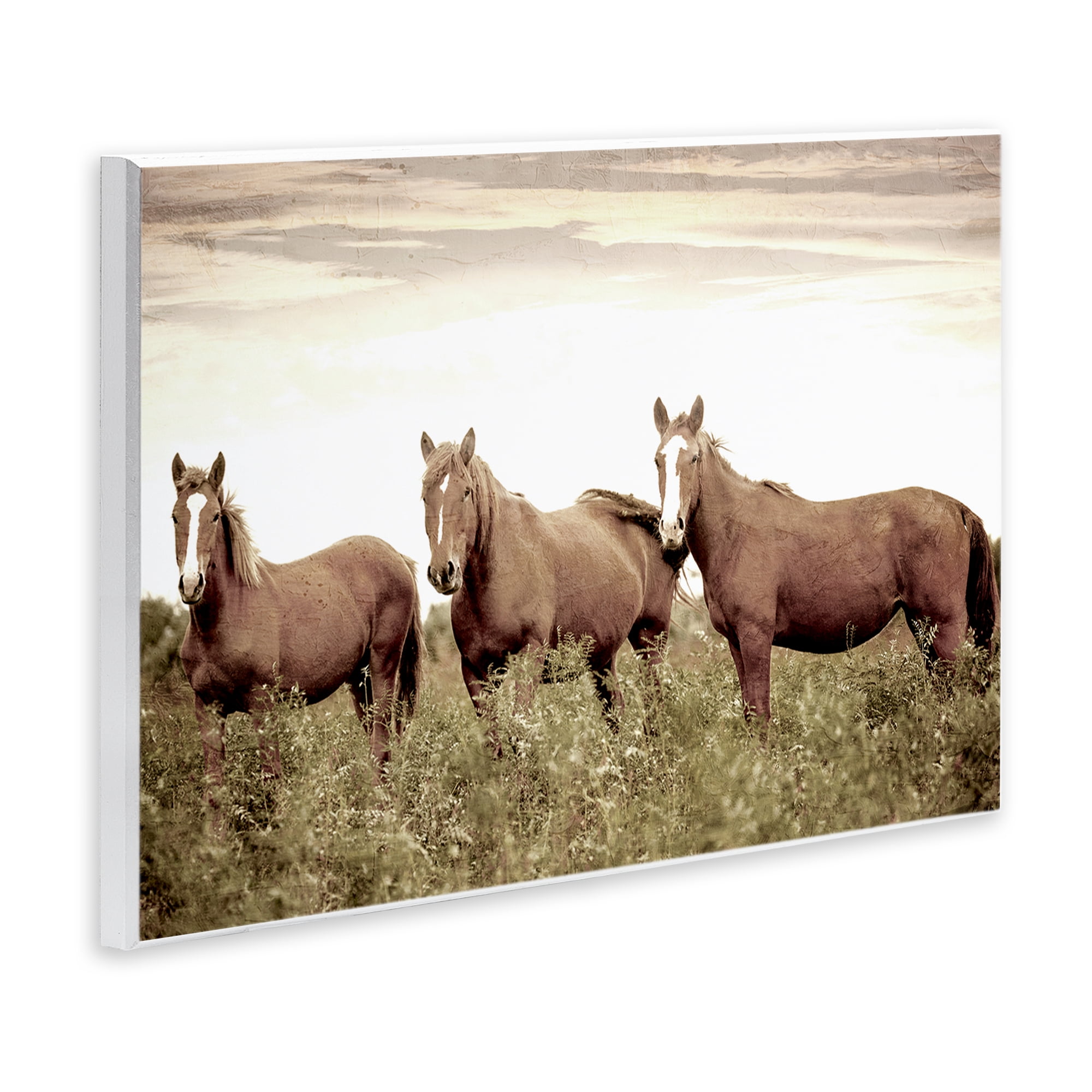 Stupell Industries Horse Trio Gaze Animals Painting Unframed Art Print Wall Art, 19 x 13