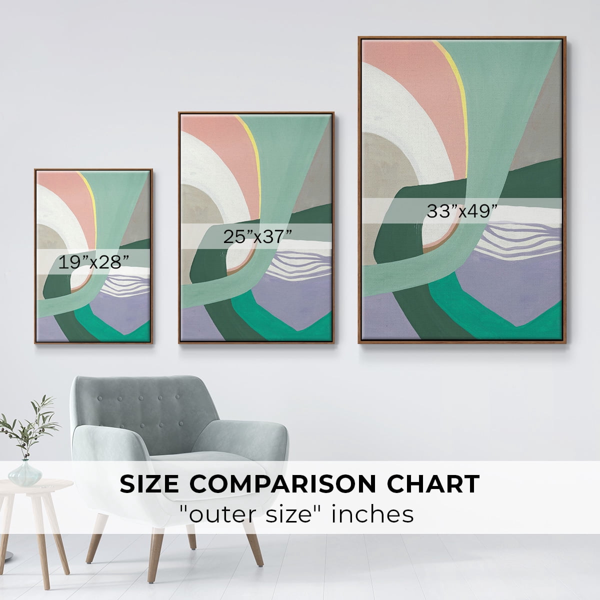 Merge Left Framed Premium Gallery Wrapped Canvas - Ready to Hang - 27 x 41 - Walnut Floating Frame