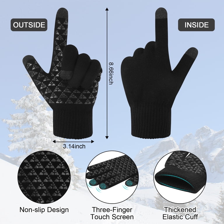 KOITHOT 5 Pcs Winter Beanie Hat Scarf Touchscreen Gloves Set  display picture 2