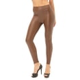 thumbnail image 1 of MAWCLOS Ladies Skinny Tummy Control Faux Leather Pant Holiday Velvet Leggings Brown XL, 1 of 3