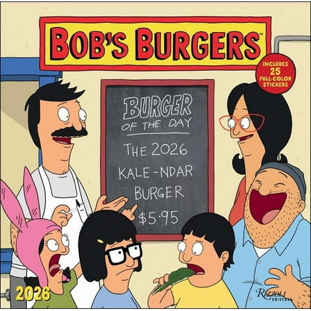 Bob's Burgers 2026 Wall Calendar (Includes Stickers), (Paperback)