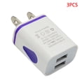 thumbnail image 1 of 3 Pieces 2A Quick Charging Dual USB Ports LED Poratble Universal Phone Home Office Charger US Plug, 1 of 9