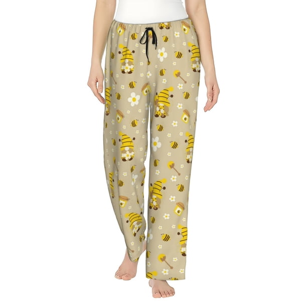 Balery Cute Bee Gnomes Pantalones de pijama para mujer, pijamas ultraligeros, pantalones de estar por casa-XX-Large
