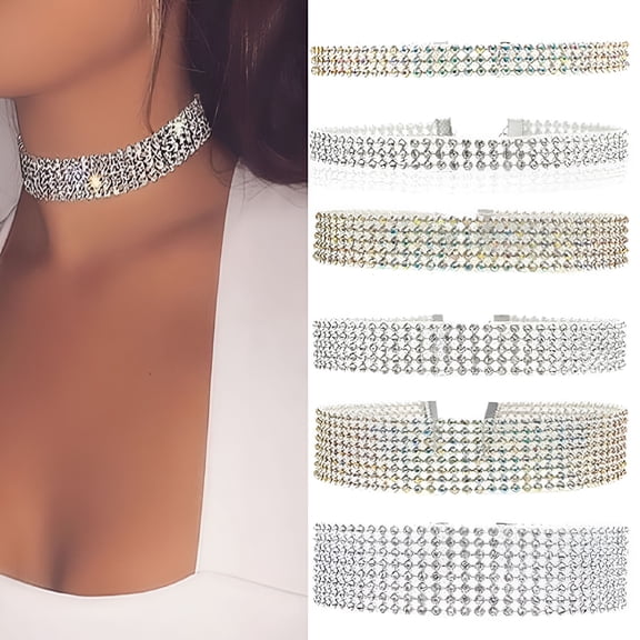 DESIGNICE Women's Full Rhinestones Sparkling Choker Short Collar Necklace