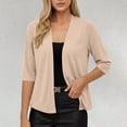 thumbnail image 6 of Women's Stretch Shirt Cardigan Baeitkot Women's Solid Color Casual Imitation Stretch Shirt Cardigan Beige XL, 6 of 7