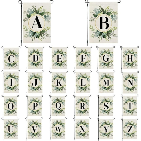 Monogram Letter Garden Flag, 11.8*17.7 Inch Linen Double Sided Garden Flags for Outside, Family Last Name Initial Outdoor Decoration Flag, Suitable for Yard, Porch(Flagpole not Included)