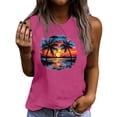 thumbnail image 2 of Busydd Tank Top for Women Fashion Floral Print Summer Tops Casual Hawaiian Round Neck Sleeveless Tops for Women Comfy Breathable Cotton Camisole Tops 2XL, 2 of 4