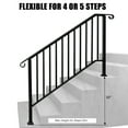 Matte Black Handrail for Outdoor Steps,Fits 4 Steps Outdoor Stair Railing,4 Level Iron Handrail