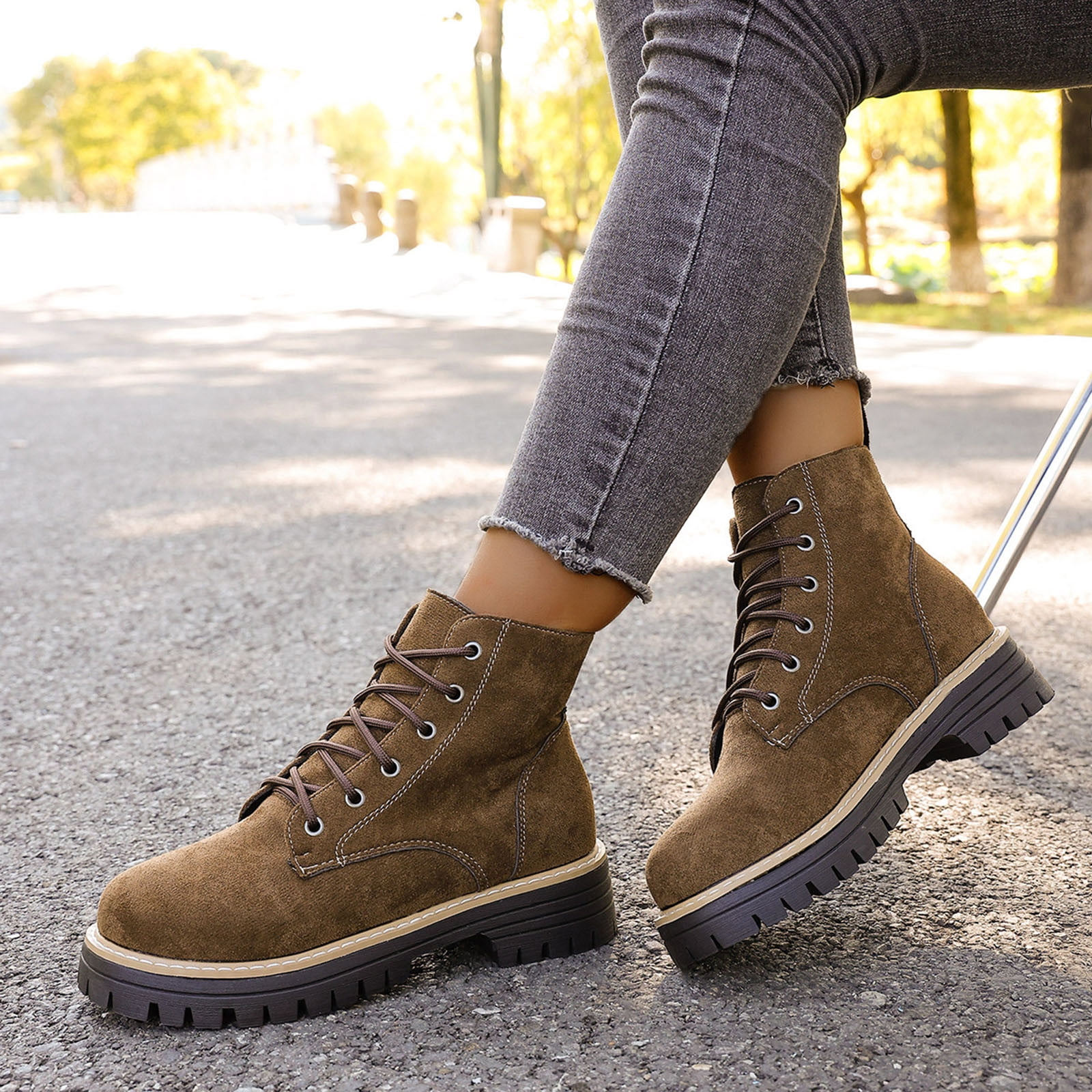 Hinvhai Women's Outdoor Waterproof Hiking Boot Snow Boots Walking Shoes Brown 8.5(41)