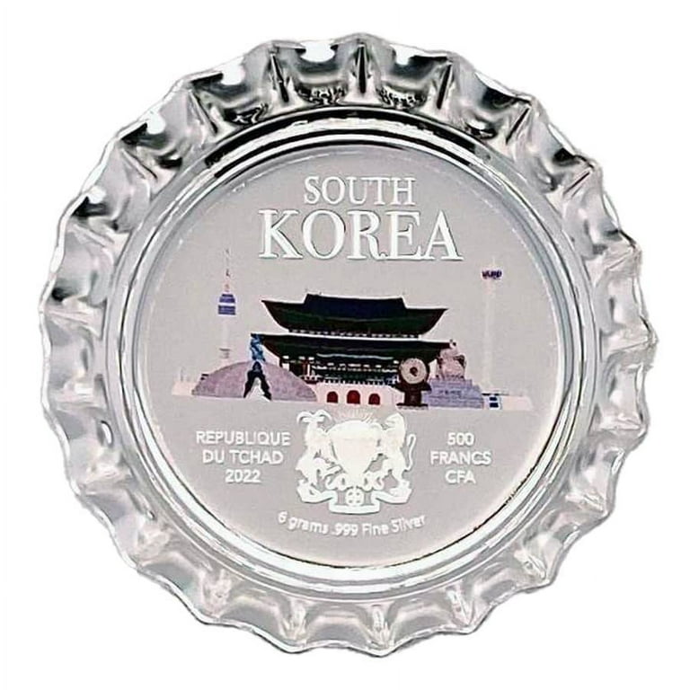 新品未使用　SILVER999 純銀　おちょこ　工芸品　韓国　保証書付き 2022 Chad 6 Gram World Landmarks - South Korea Bottle Cap Proof