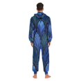 thumbnail image 7 of 1 Piece Adult Onesie Pajamas Cozy & Loose-Fit Sleepsuit Loungewear with Pockets Blue Batik Leaves Pattern X-Small, 7 of 7