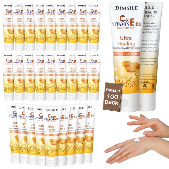 Loción corporal Dimsile Travel, tamaño 30 ml, paquete de 100 unidades para piel seca