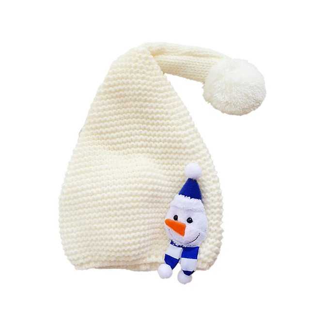 Gorro de Punto Gorro de Navidad para niños Otoño/Invierno Gorro de Lana de muñeco de Nieve de Alce Gorro de Bola de Pelo de Cola Larga Amarillo