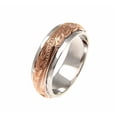 thumbnail image 1 of Sterling silver 925 2 tone pink rose gold plated Hawaiian princess scroll 4/6mm double band ring size 6.5, 1 of 4
