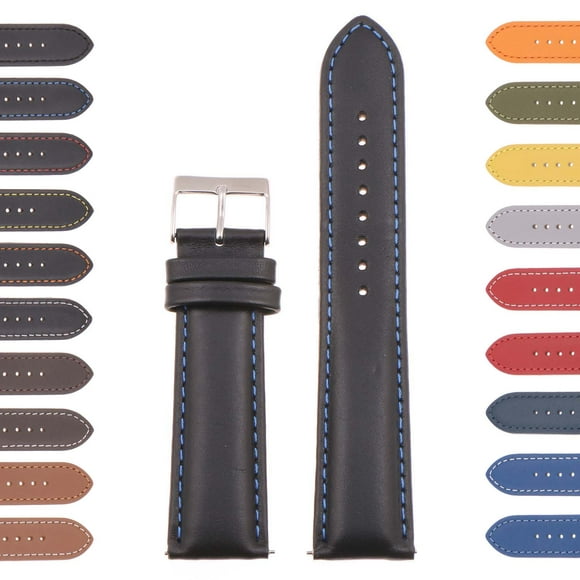 StrapsCo Classique Bracelet de Montre en Cuir pour Hommes - Bracelet à Libération Rapide - 16mm 18mm 20mm 22mm 24mm