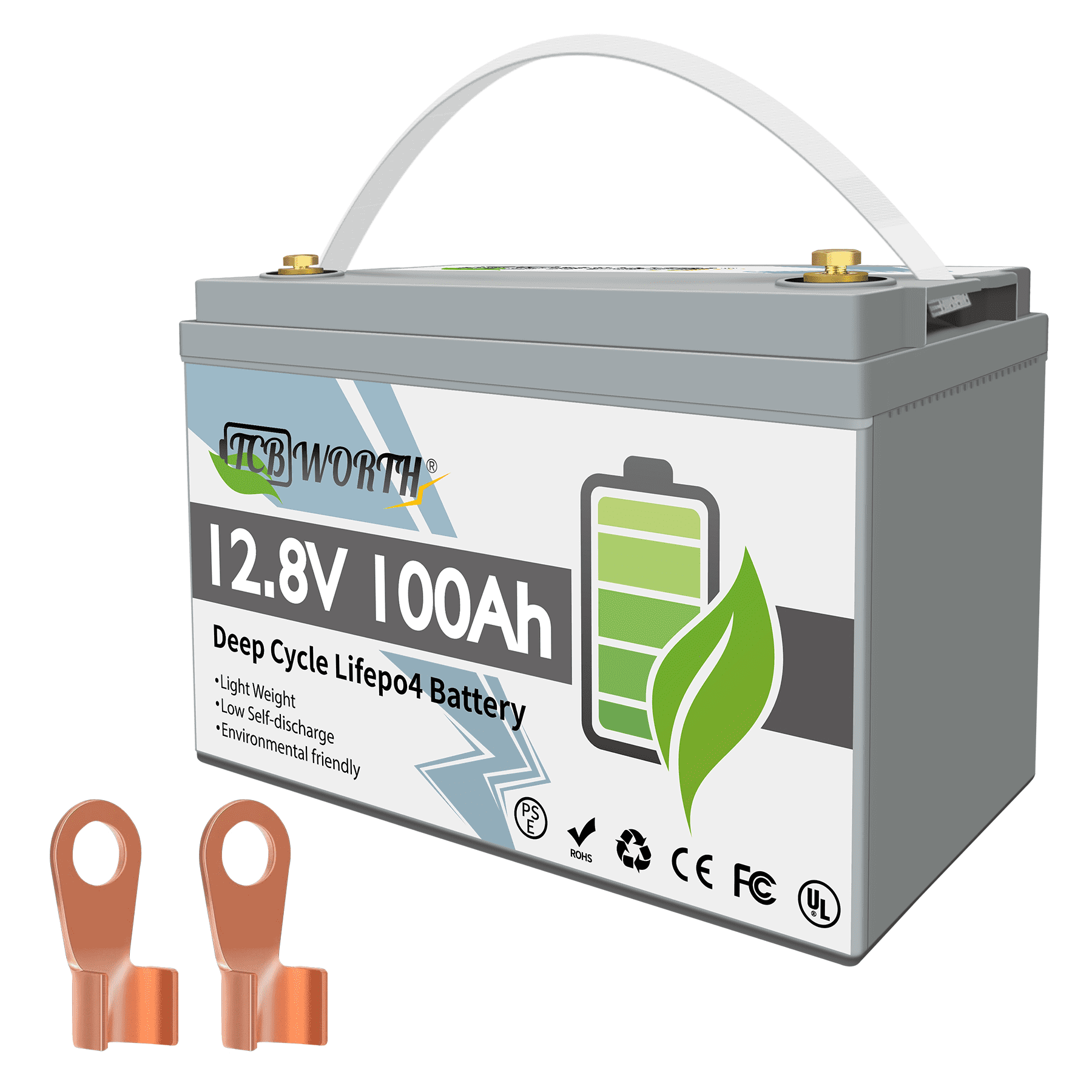 TCBWORTH Lithium Battery 12V 100Ah LiFePO4 Batteries with 100A BMS, Deep Cycle Rechargeable
