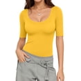 thumbnail image 2 of MOYIKO Womens Half Sleeve Scoop Neck Slim Fitted T Shirts Casual Basic Tees Summer Tops Clothes, 2 of 7