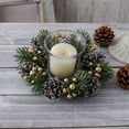 thumbnail image 5 of Christmas Candle Holder Wreath 20x20cm Holiday Table Centerpiece for Home Decoration with Artificial Pine and Berries Perfect for Christmas Dinner Party and Festive Display, 5 of 6