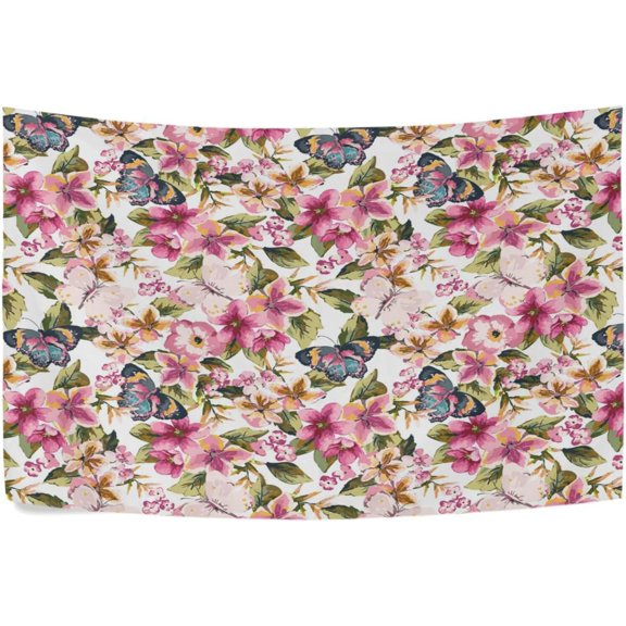 FREEAMG Butterfly and Flowers Tapestry Aesthetic Tapestry Wall Hanging for Home Decor 90" x 60" Inches