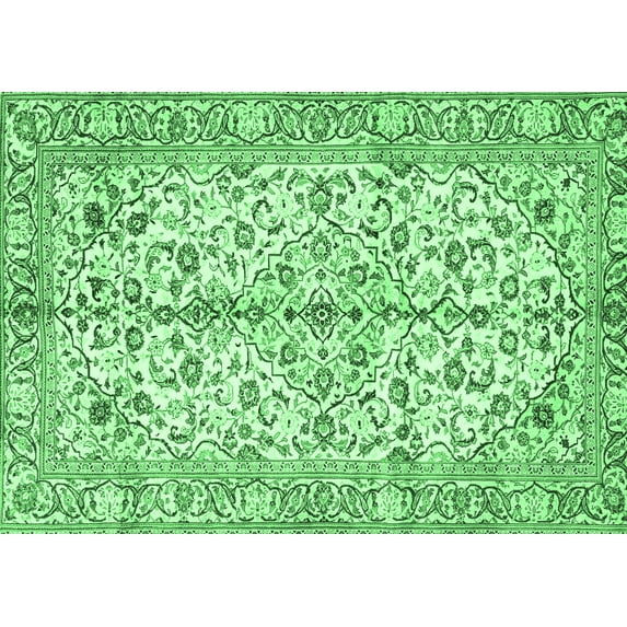 Ahgly Company Indoor Rectangle Persian Emerald Green Traditional Area Rugs, 8' x 10'