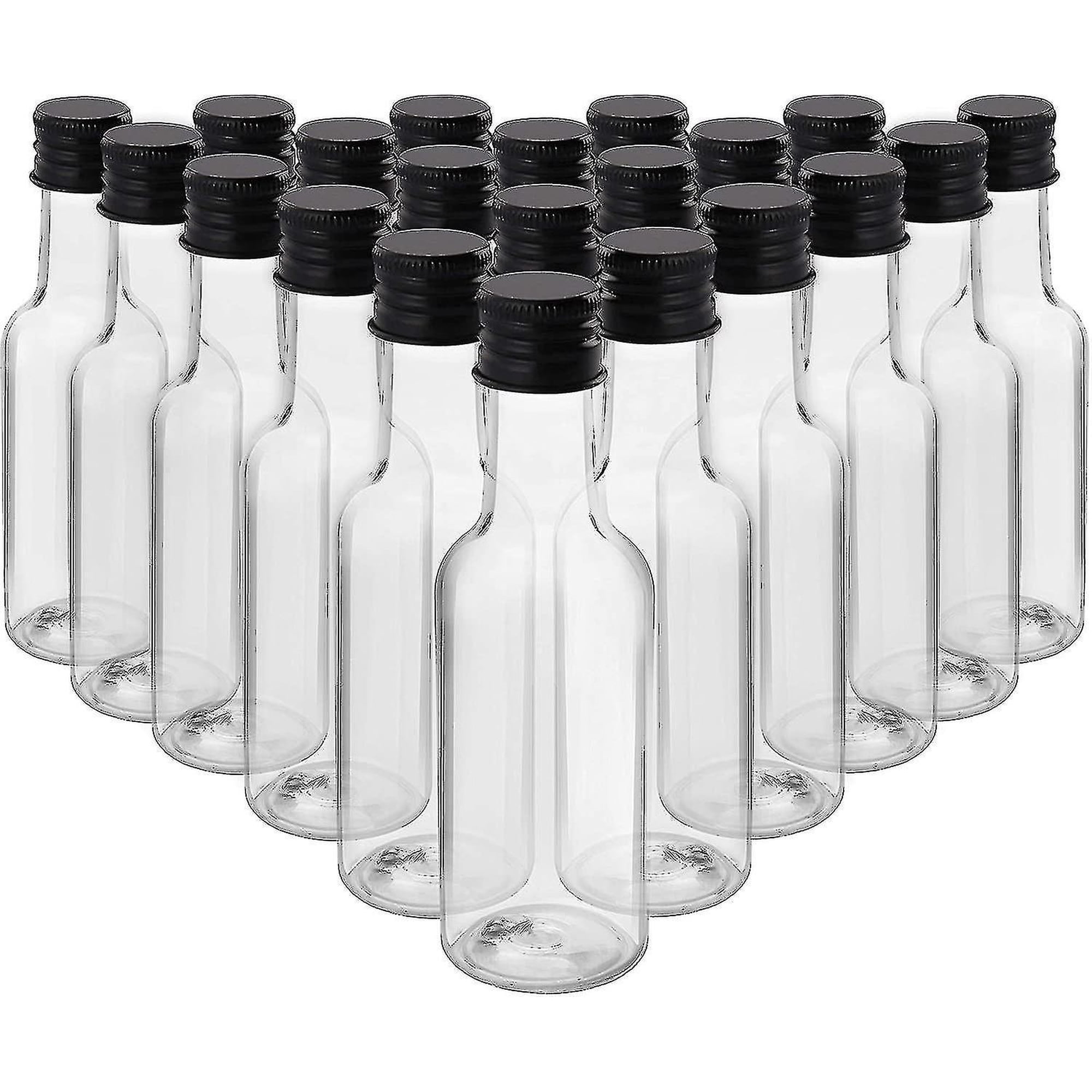 208 Pcs Mini Liquor Bottles – 1.7 Oz Plastic Empty Bottles With Black Screw Caps & 8 Funnels