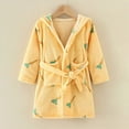 thumbnail image 2 of Boys Girls Kids Hooded Bathrobe,Soft Flannel Loungewear Robe with Adjustable Tie,Cartoon Print,for Toddlers to Kids 2-12 Years Toddler Pajamas Gibobby,Yellow,Size 2-3T, 2 of 4