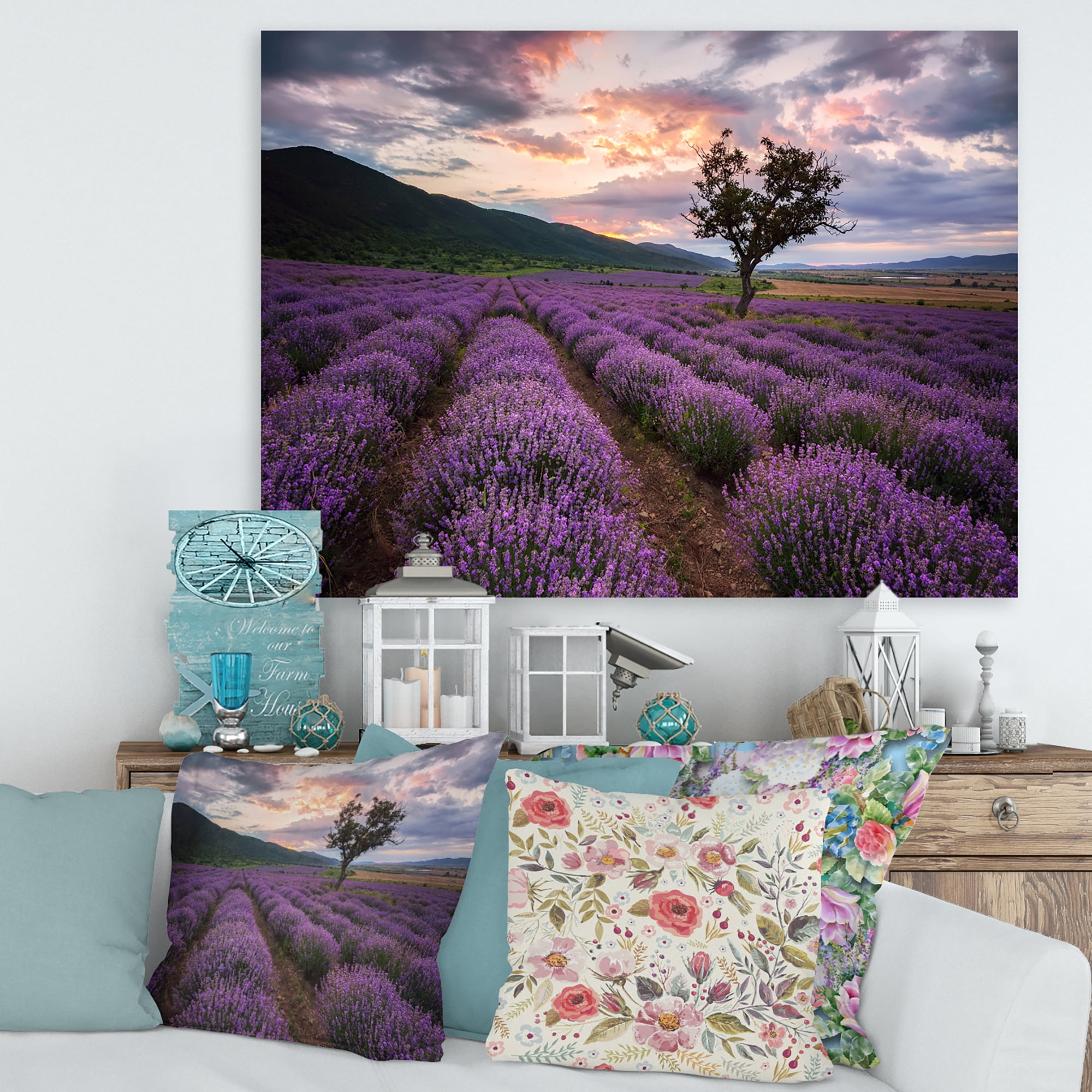 Lavender Field At Sunrise III 12 in x 8 in Photography Canvas Art Print, by Designart