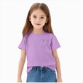 thumbnail image 3 of kpoplk Girls Short Sleeve T Shirts Kids Summer Tops Crewneck Tees 5-14 Years(Purple,12-13 Y), 3 of 9