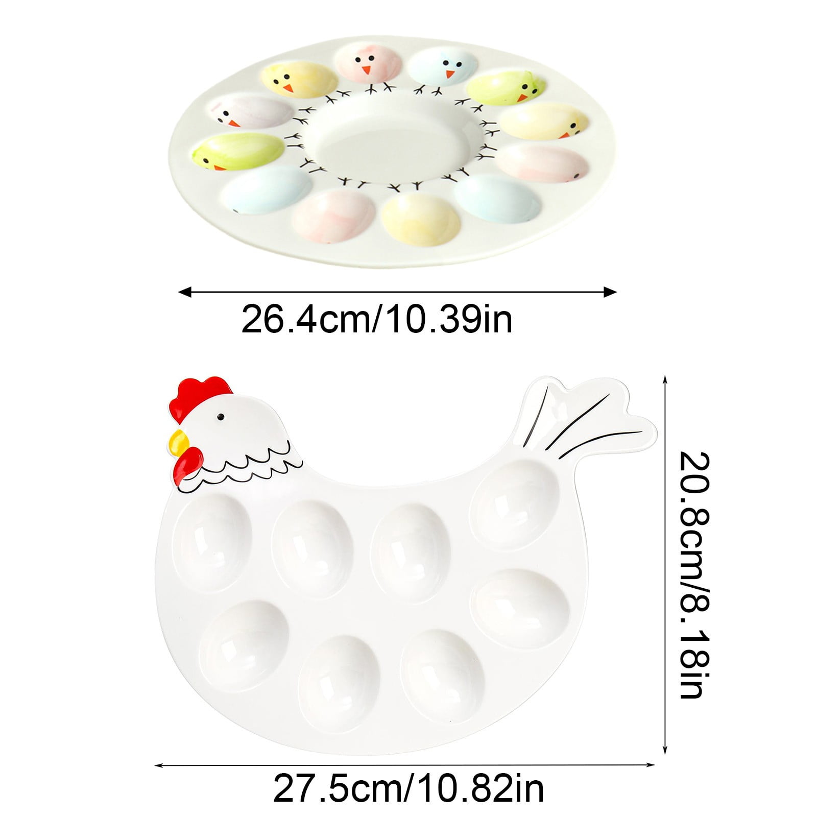 VGFVFSKGA 8 Grids Ceramic Deviled Egg Plate Deviled Egg Tray Cute Eggs Platter Egg Serving Tray for Easter Treats Small Appetizers