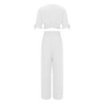 thumbnail image 6 of XuJwPNcy Two Piece Outfit for Women Short Sleeve V Neck Crop Top with Wide Leg Pants Summer Beach Vacation Set, 6 of 6