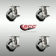 thumbnail image 2 of 3 Inch 316SS Black Polyurethane Wheel Swivel Top Plate Caster Set with Brake SCC, 2 of 2