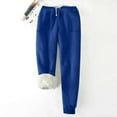 thumbnail image 6 of Moxiu Warm Womens Pants Winter Fleece Lined Sweatpants Wide Leg Elastic High Waisted Jogger Pants Drawstring Thermal Trousers 2025 Blue,XXXL, 6 of 7