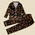 thumbnail image 4 of UJNDER Matching Family Halloween Print Pajama Long Sleeve Silk Like Sleepwear for Kids Comfortable Loungewear Party Outfit Kids Black_003 13-14 Years, 4 of 6
