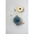 thumbnail image 2 of Creative Co-Op Stoneware Bamboo Spreader Brie Baker, 9" L x 7" W x 3" H, Blue, 2 of 3