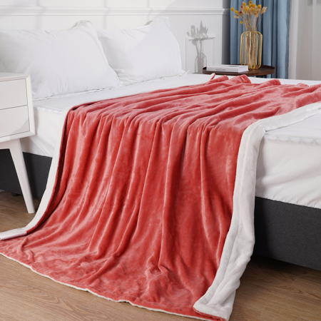 Electric Blanket Heated Throws 50" x 60" with Flannel & Shu Velveteen 4 Heat Settings 6 H Auto-off Machine Washable - Pink