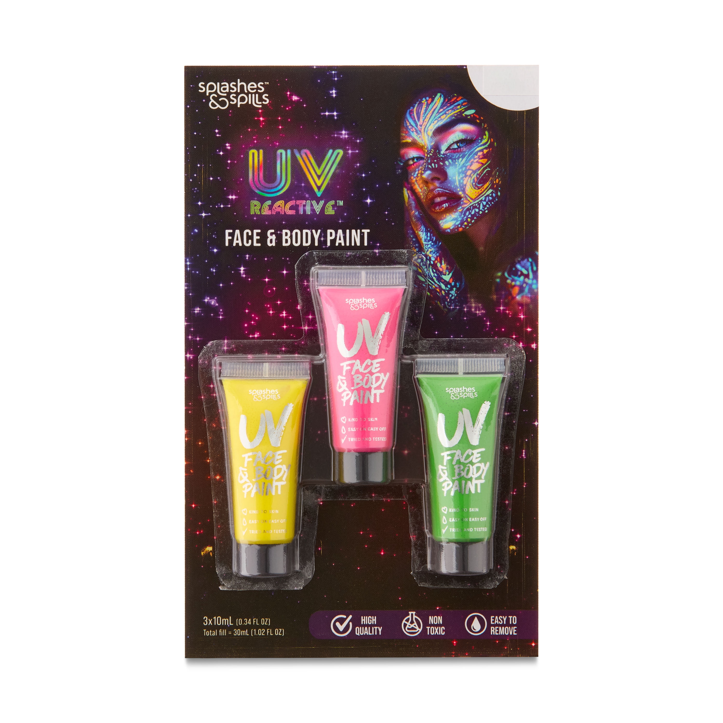 Splashes and Spills UV Reactive Face and Body Paint