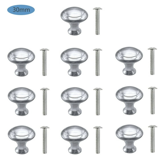 10pcs Kitchen Cabinet Knobs Pulls, Brushed Nickel Cabinet Knobs, Drawer Dresser Handles Cupboard Door Heavy Knobs, Kitchen Cabinet Hardware with Screws for Bathroom Drawer, Silver
