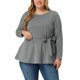 thumbnail image 1 of Blude talgrande pamujer con pade gallo, blusas de trabajo informales paoficina, top peplum Blanco Negro XL, 1 of 5