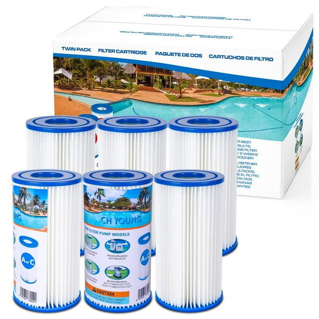 Filtre de Piscine (2 Pack) Compatible avec Intex A/C Adapté pour Vagues d'Été A/C Facile à Installer Filtre de Piscine Réutilisable