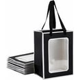 thumbnail image 1 of 12 bolsas de regalo de papel kraft con ventana transparente, 7,9 x 5,9 x 4,1 pulgadas, con asas, color blanco y negro., 1 of 9