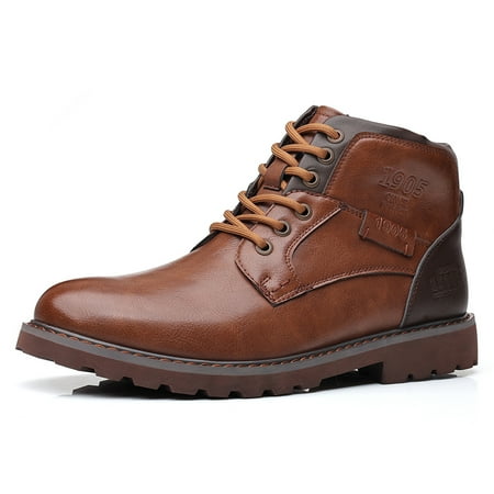 

Lopsie Men Hiking Boots Winter Warm Lining Leather Snow Boot Outdoor Anti Slip Water Resistant